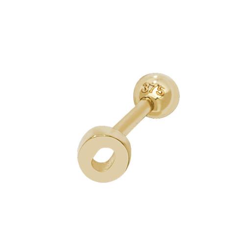 9ct Gold Single Initial O Cartilage Helix Stud