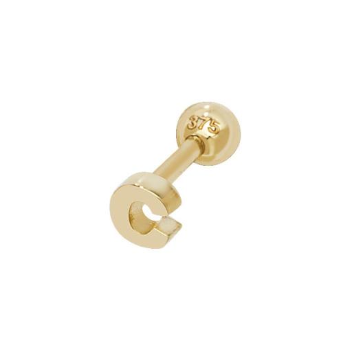 9ct Gold Single Initial C Cartilage Helix Stud