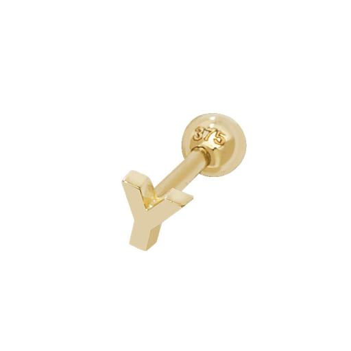 9ct Gold Single Initial Y Cartilage Helix Stud