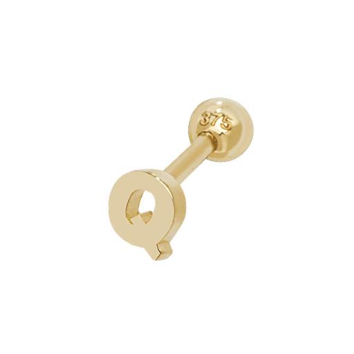 9ct Gold Single Initial Q Cartilage Helix Stud