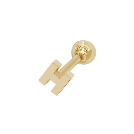 9ct Gold Single Initial H Cartilage Helix Stud