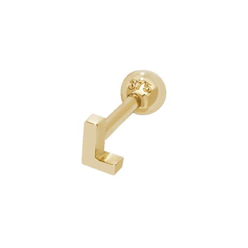 9ct Gold Single Initial L Cartilage Helix Stud