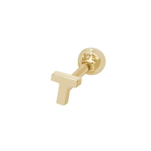 9ct Gold Single Initial T Cartilage Helix Stud