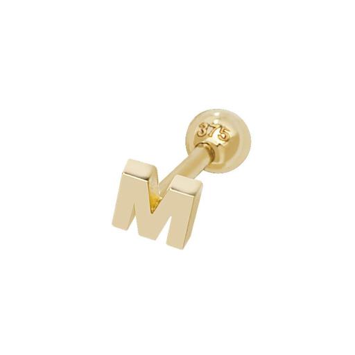 9ct Gold Single Initial M Cartilage Helix Stud