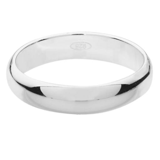 Sterling Silver Wedding Rings Free Engraving 4mm D Shape Ladies Gents Court Bands Free Jewellery Gift Box