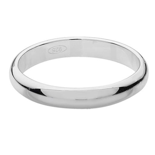 Sterling Silver Wedding Rings Free Engraving 3mm D Shape Ladies Gents Court Bands Free Jewellery Gift Box