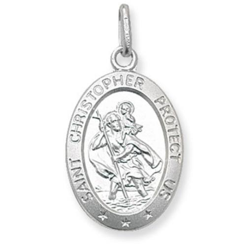 Sterling Silver 22x16mm Saint Christopher Pendant  Free Gift Box