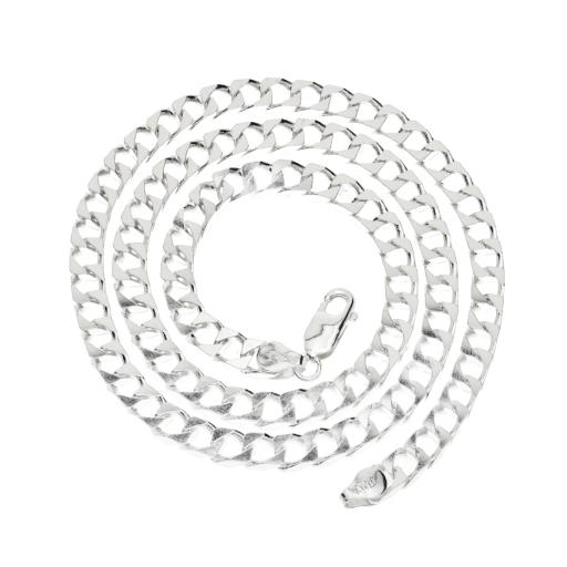 Sterling Silver Curb Chain 5.6mm Flat Square Diamond Cut Bevel Edge Link Necklace Ladies Gents Gift Box
