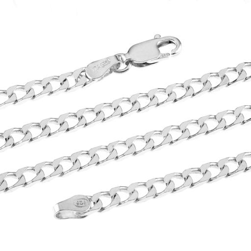 Sterling Silver Curb Chain 3.0mm Flat Square Diamond Cut Bevel Edge Link Necklace Ladies Gents Gift Box