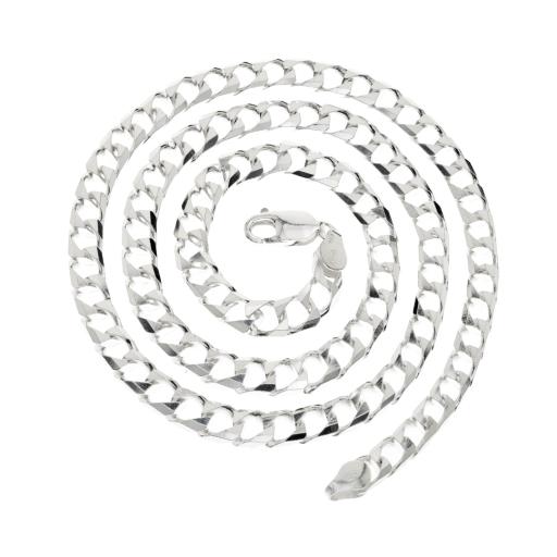 Sterling Silver Curb Chain 5.5mm Flat Square Bevel Edge Diamond Cut Link Necklace Ladies Gents Gift Box