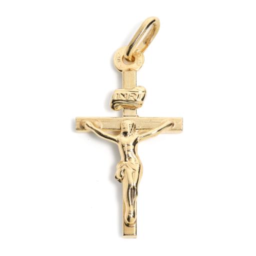 9CT Gold Cross Crucifix 30x14mm Jesus Rosary Pendant Gift Box