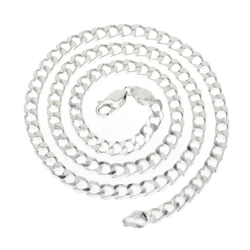 Sterling Silver Curb Chain 4.8mm Flat Square Diamond Cut Bevel Edge Link Necklace Ladies Gents Gift Box