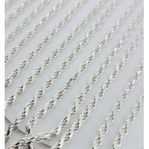 Sterling Silver 5mm Rope Chain Solid Diamond Cut Italian Rope Chain Gift Box
