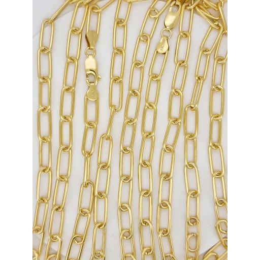 Sterling Silver Gold Plated Curb 7mm Paper Clip Chain Necklace Gift Box