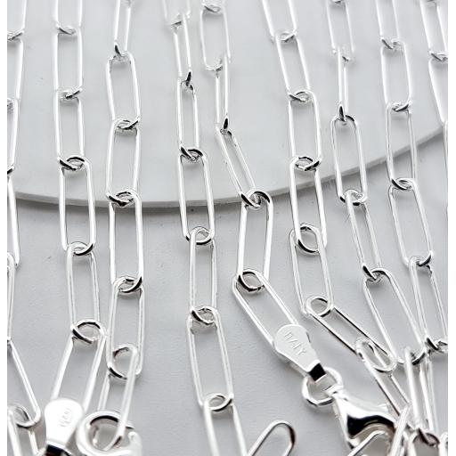 Sterling Silver 4.0mm Round Paper Clip Chain Curb Necklace Gift Box