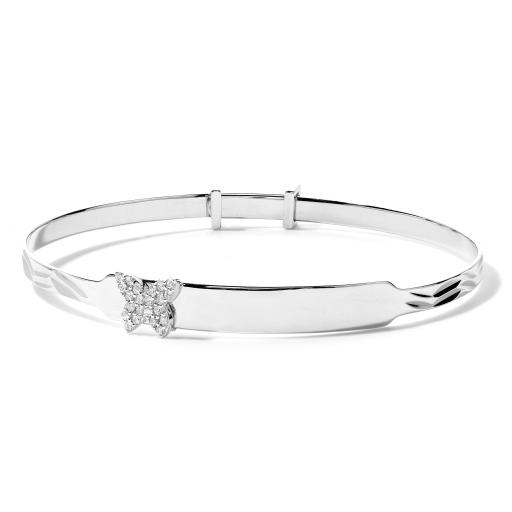 925 Sterling Silver Butterfly 5.5" Baby CZ Bangle