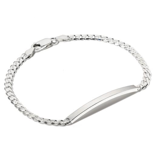 925 Sterling Silver 7.8" Ladies Fine Curb ID Bracelet