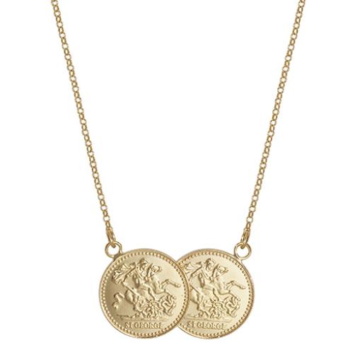 Sterling Silver St George Double Coin Necklace